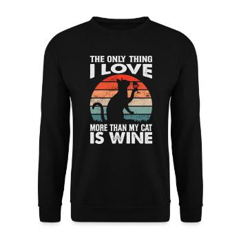 The Only Thing I Love More Than My Cat Is Wine - F - Unisex Pullover - Schwarz - Vorne - Alina (178cm) & Michal (187cm)