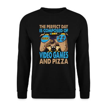 The Perfect Day Is Composed Of Video Games And Piz - Unisex Sweatshirt - black - Front - Alina (178cm) & Michal (187cm)