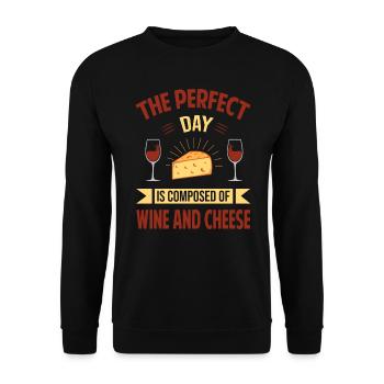 The Perfect Day Is Composed Of Wine And Cheese - S - Unisex Sweatshirt - black - Front - Alina (178cm) & Michal (187cm)
