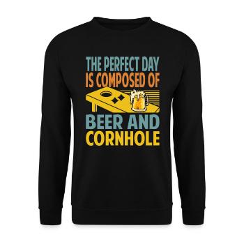 The Perfect Day est composé de bière et de cornhole - - Sweat-shirt Unisexe - noir - Devant - Alina (178cm) & Michal (187cm)