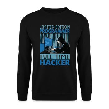 Limited Edition Programmer Full-Time Hacker - Funn - Unisex Sweatshirt - black - Front - Alina (178cm) & Michal (187cm)