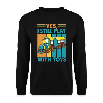Oui, je joue toujours avec des jouets - Trains - Caboose - C - Sweat-shirt Unisexe - noir - Devant - Alina (178cm) & Michal (187cm)