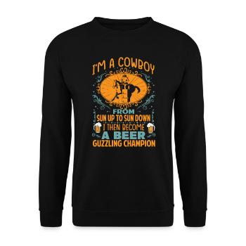 I'm A Cowboy From Sun Up To Sun Down - Western - Unisex Pullover - Schwarz - Vorne - Alina (178cm) & Michal (187cm)
