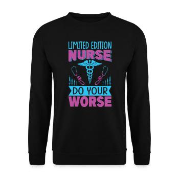 Édition limitée Nurse Do Your Worse - Drôle - Hosp - Sweat-shirt Unisexe - noir - Devant - Alina (178cm) & Michal (187cm)