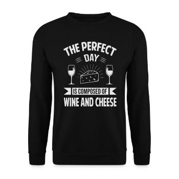 The Perfect Day Is Composed Of Wine And Cheese - S - Unisex Sweatshirt - black - Front - Alina (178cm) & Michal (187cm)