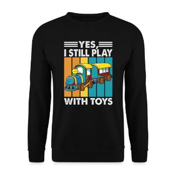 Oui, je joue toujours avec des jouets - Trains - Caboose - C - Sweat-shirt Unisexe - noir - Devant - Alina (178cm) & Michal (187cm)