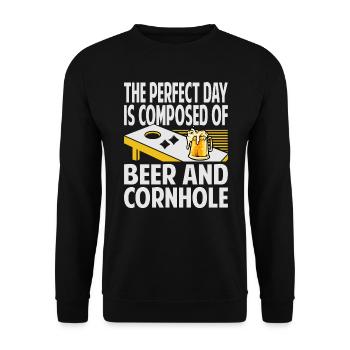 The Perfect Day est composé de bière et de cornhole - - Sweat-shirt Unisexe - noir - Devant - Alina (178cm) & Michal (187cm)