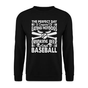 The Perfect Day Is Composed Of Eating Hotdogs Drin - Unisex Pullover - Schwarz - Vorne - Alina (178cm) & Michal (187cm)