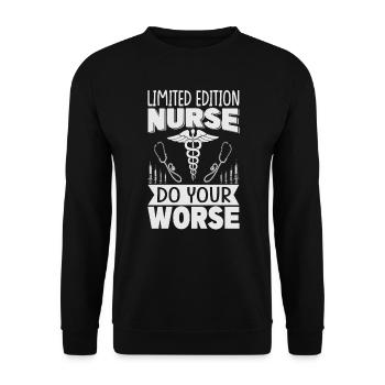 Édition limitée Nurse Do Your Worse - Drôle - Hosp - Sweat-shirt Unisexe - noir - Devant - Alina (178cm) & Michal (187cm)