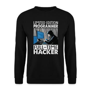Limited Edition Programmer Full-Time Hacker - Funn - Unisex Sweatshirt - black - Front - Alina (178cm) & Michal (187cm)