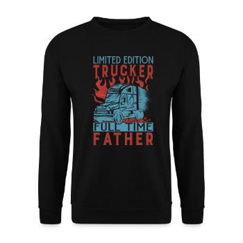 Limited Edition Trucker Full Time Father - Dad - D - Unisex Pullover - Schwarz - Vorne - Alina (178cm) & Michal (187cm)