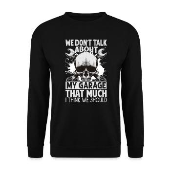 On ne parle pas tant que ça de mon garage - Drôle - - Sweat-shirt Unisexe - noir - Devant - Alina (178cm) & Michal (187cm)