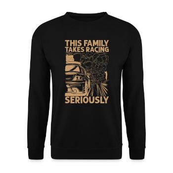 This Family Takes Racing Seriously - Race Cars - M - Unisex Sweatshirt - black - Front - Alina (178cm) & Michal (187cm)