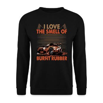 I Love The Smell Of Burnt Rubber - Racing - Race - Unisex Sweatshirt - black - Front - Alina (178cm) & Michal (187cm)