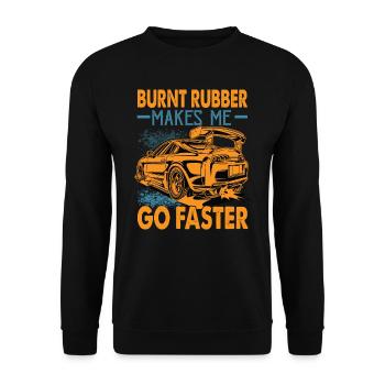 Burnt Rubber Makes Me Go Faster - Race - Racing - Unisex Sweatshirt - black - Front - Alina (178cm) & Michal (187cm)