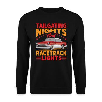 Tailgating Nights And Racetrack Lights - Racing - - Unisex Sweatshirt - black - Front - Alina (178cm) & Michal (187cm)