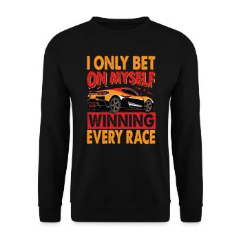 Je ne parie que sur moi-même en gagnant chaque course - Course - - Sweat-shirt Unisexe - noir - Devant - Alina (178cm) & Michal (187cm)