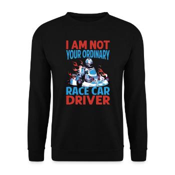 Je ne suis pas votre pilote de voiture de course ordinaire - Racing -M - Sweat-shirt Unisexe - noir - Devant - Alina (178cm) & Michal (187cm)