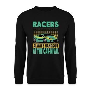 Racers Always Hangout At The Car-Nival - Funny - R - Unisex Pullover - Schwarz - Vorne - Alina (178cm) & Michal (187cm)