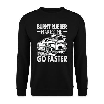 Burnt Rubber Makes Me Go Faster - Race - Racing - Unisex Sweatshirt - black - Front - Alina (178cm) & Michal (187cm)