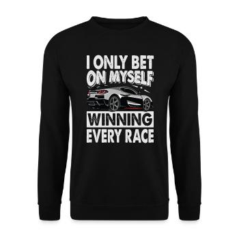 Je ne parie que sur moi-même en gagnant chaque course - Course - - Sweat-shirt Unisexe - noir - Devant - Alina (178cm) & Michal (187cm)