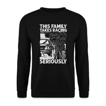 This Family Takes Racing Seriously - Race Cars - M - Unisex Sweatshirt - black - Front - Alina (178cm) & Michal (187cm)