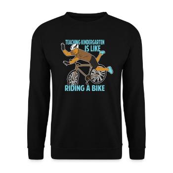 Teaching Kindergarten Is Like Riding A Bike - Funn - Unisex Sweatshirt - black - Front - Alina (178cm) & Michal (187cm)