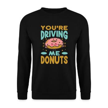 You’re Driving Me Donuts - Drôle de beignet - Pâtisseries - Sweat-shirt Unisexe - noir - Devant - Alina (178cm) & Michal (187cm)