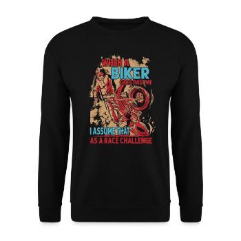 Quand un motard passe devant moi, je suppose que c’est une course - Sweat-shirt Unisexe - noir - Devant - Alina (178cm) & Michal (187cm)