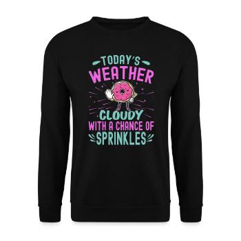 Today’s Weather Cloudy With A Chance Of Sprinkles - Unisex Pullover - Schwarz - Vorne - Alina (178cm) & Michal (187cm)