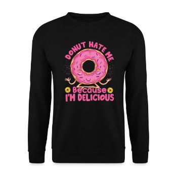 Donut Hate Me Because I’m Delicious - Pâtisseries - D - Sweat-shirt Unisexe - noir - Devant - Alina (178cm) & Michal (187cm)