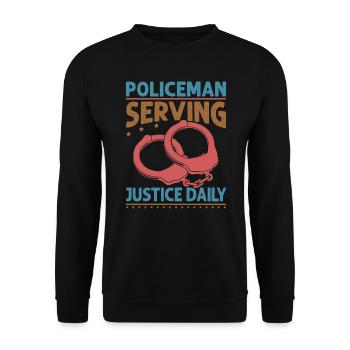 Policier au service de la justice tous les jours - Drôles de flics - Pol - Sweat-shirt Unisexe - noir - Devant - Alina (178cm) & Michal (187cm)