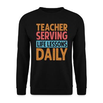 Teacher Serving Life Lessons Daily - Kindergarten - Unisex Sweatshirt - black - Front - Alina (178cm) & Michal (187cm)