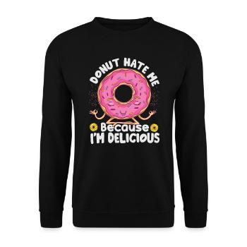 Donut Hate Me Because I’m Delicious - Pâtisseries - D - Sweat-shirt Unisexe - noir - Devant - Alina (178cm) & Michal (187cm)