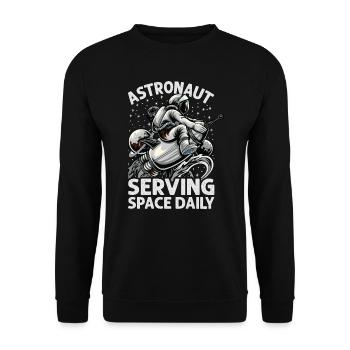Astronaut Serving Space Daily - Funny - Planets - - Unisex Sweatshirt - black - Front - Alina (178cm) & Michal (187cm)