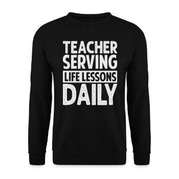 Teacher Serving Life Lessons Daily - Kindergarten - Unisex Sweatshirt - black - Front - Alina (178cm) & Michal (187cm)