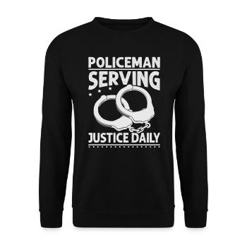 Policier au service de la justice tous les jours - Drôles de flics - Pol - Sweat-shirt Unisexe - noir - Devant - Alina (178cm) & Michal (187cm)