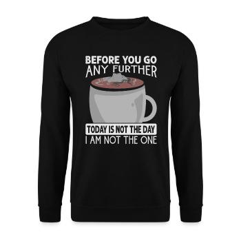 Avant d’aller plus loin, ce n’est pas le jour - C - Sweat-shirt Unisexe - noir - Devant - Alina (178cm) & Michal (187cm)