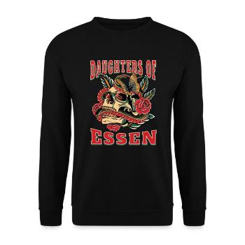 Stadt Essen Power-Frau daughters of Essen - Unisex Pullover - Schwarz - Vorne - Alina (178cm) & Michal (187cm)