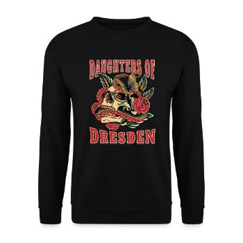 Dresden Power-Frau daughters of Dresden Blumen - Unisex Pullover - Schwarz - Vorne - Alina (178cm) & Michal (187cm)