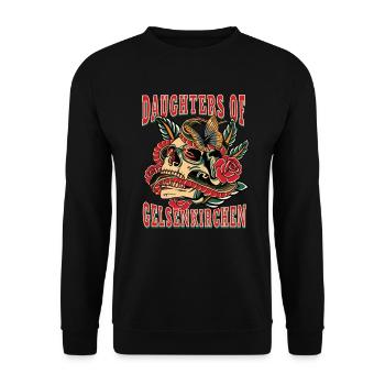 Gelsenkirchen Power-Frau daughters of - Unisex Pullover - Schwarz - Vorne - Alina (178cm) & Michal (187cm)