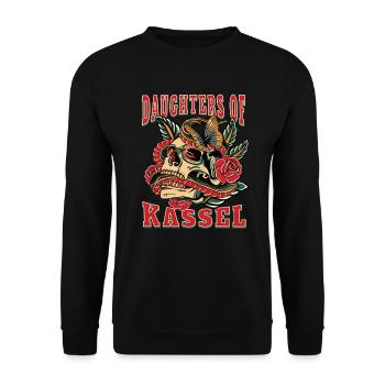 Kassel Power-Frau daughters of Kassel - Unisex Pullover - Schwarz - Vorne - Alina (178cm) & Michal (187cm)