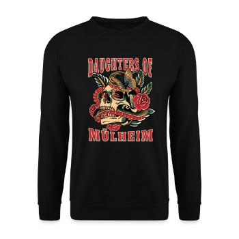 Mülheim Power-Frau daughters of Mülheim - Unisex Pullover - Schwarz - Vorne - Alina (178cm) & Michal (187cm)