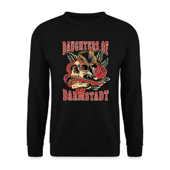 Darmstadt Power-Frau daughters of Darmstadt - Unisex Pullover - Schwarz - Vorne - Alina (178cm) & Michal (187cm)