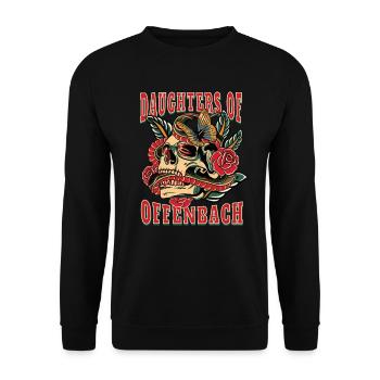 Offenbach Power-Frau daughters of Offenbach Retro - Unisex Pullover - Schwarz - Vorne - Alina (178cm) & Michal (187cm)