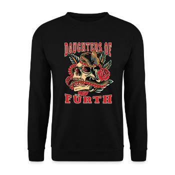 Fürth Power-Frau daughters of Fürth Retro - Unisex Pullover - Schwarz - Vorne - Alina (178cm) & Michal (187cm)
