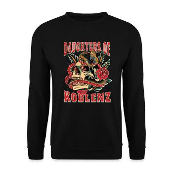 Koblenz Power-Frau daughters of Koblenz - Unisex Pullover - Schwarz - Vorne - Alina (178cm) & Michal (187cm)