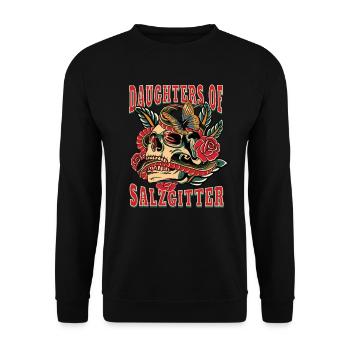 Salzgitter Power-Frau daughters of Salzgitter - Unisex Pullover - Schwarz - Vorne - Alina (178cm) & Michal (187cm)