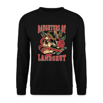Landshut Frau Geschenk daughters of Landshut - Unisex Pullover - Schwarz - Vorne - Alina (178cm) & Michal (187cm)