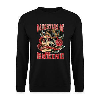 Rheine Frau Geschenk daughters of Rheine Frauen - Unisex Pullover - Schwarz - Vorne - Alina (178cm) & Michal (187cm)